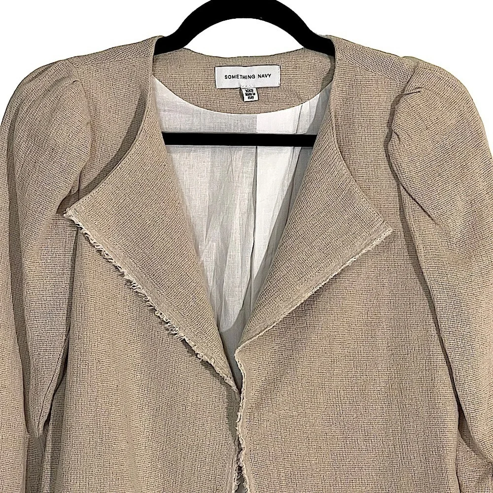 Something Navy Tan Linen Blend Lined Blazer Jacket Size XXS - Picture 6 of 14